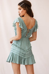 Willah Pintuck And Frill Detail Drawstring Dress Olive