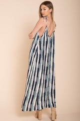Tristan Stripped Maxi Dress Navy Beige