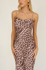 Well Versed Pleated Bust Maxi Dress Leopard