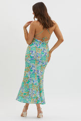 New Acquaintance Low Back Dress Floral Blue