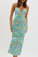 New Acquaintance Low Back Dress Floral Blue