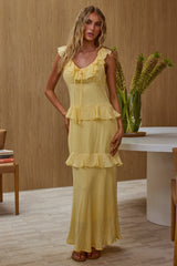 Arrabel Ruffle Trim Bust Tie Maxi Dress Banana