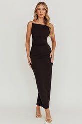 Yindi Backless Boat Neck Maxi Dress Black
