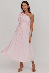 Antheia One-Shoulder Maxi Dress Baby Pink