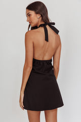Zoriah Twist Bust Halterneck Mini Dress Black