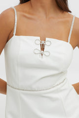 Xharia Diamante Trim Mini Dress Off White