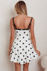 Won Me Over Polka Dot Ric Rac Mini Dress White