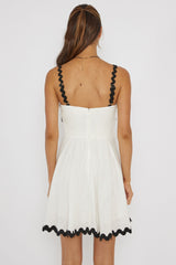 Won Me Over Ric Rac Trim Mini Dress White