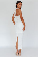 Zadriana Halterneck Textured Midi Dress White