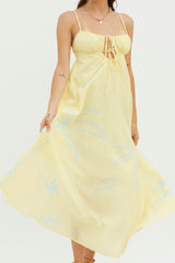 Yuki Tied Bust Midi Dress Yellow
