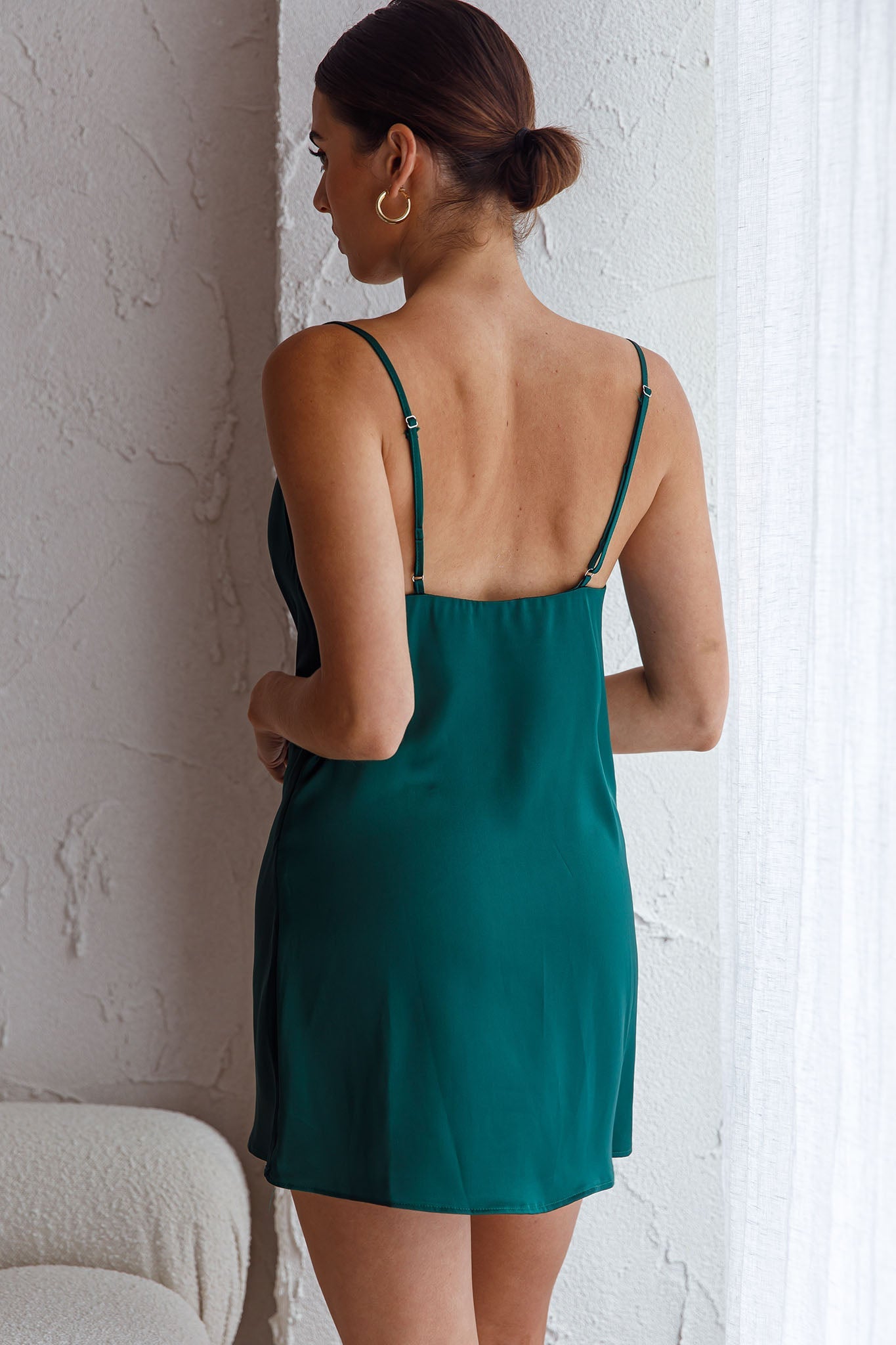 Xanadu Cowl Neck Slip Dress Forest Green