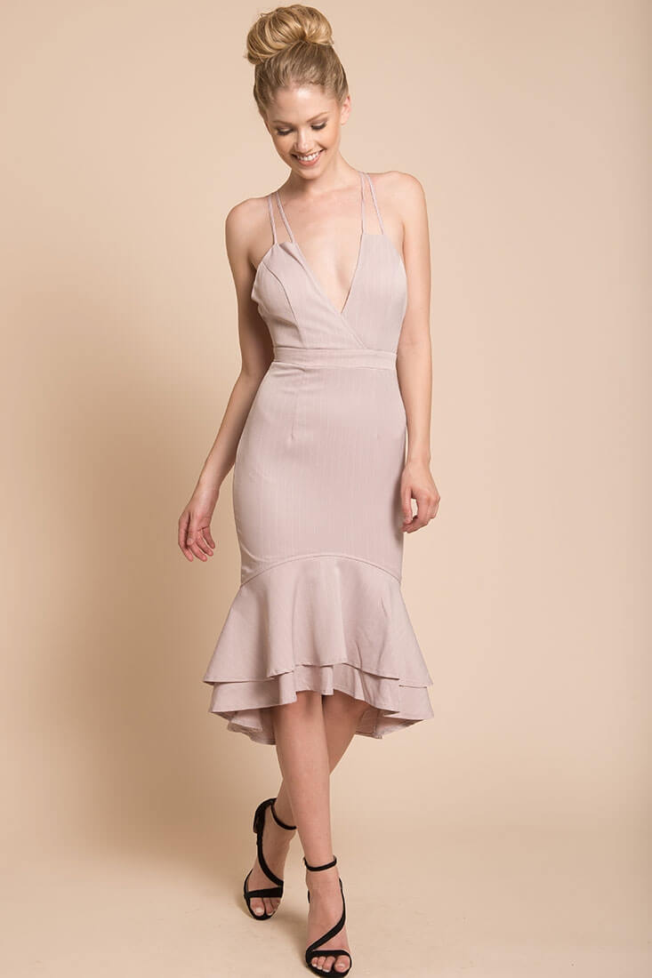 Avery Thin Strap Wedding Guest Dress Blush