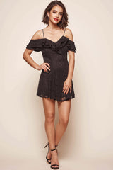 Rossi Lace Party Dress Black