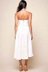 Monogram Strapless Midi Dress White