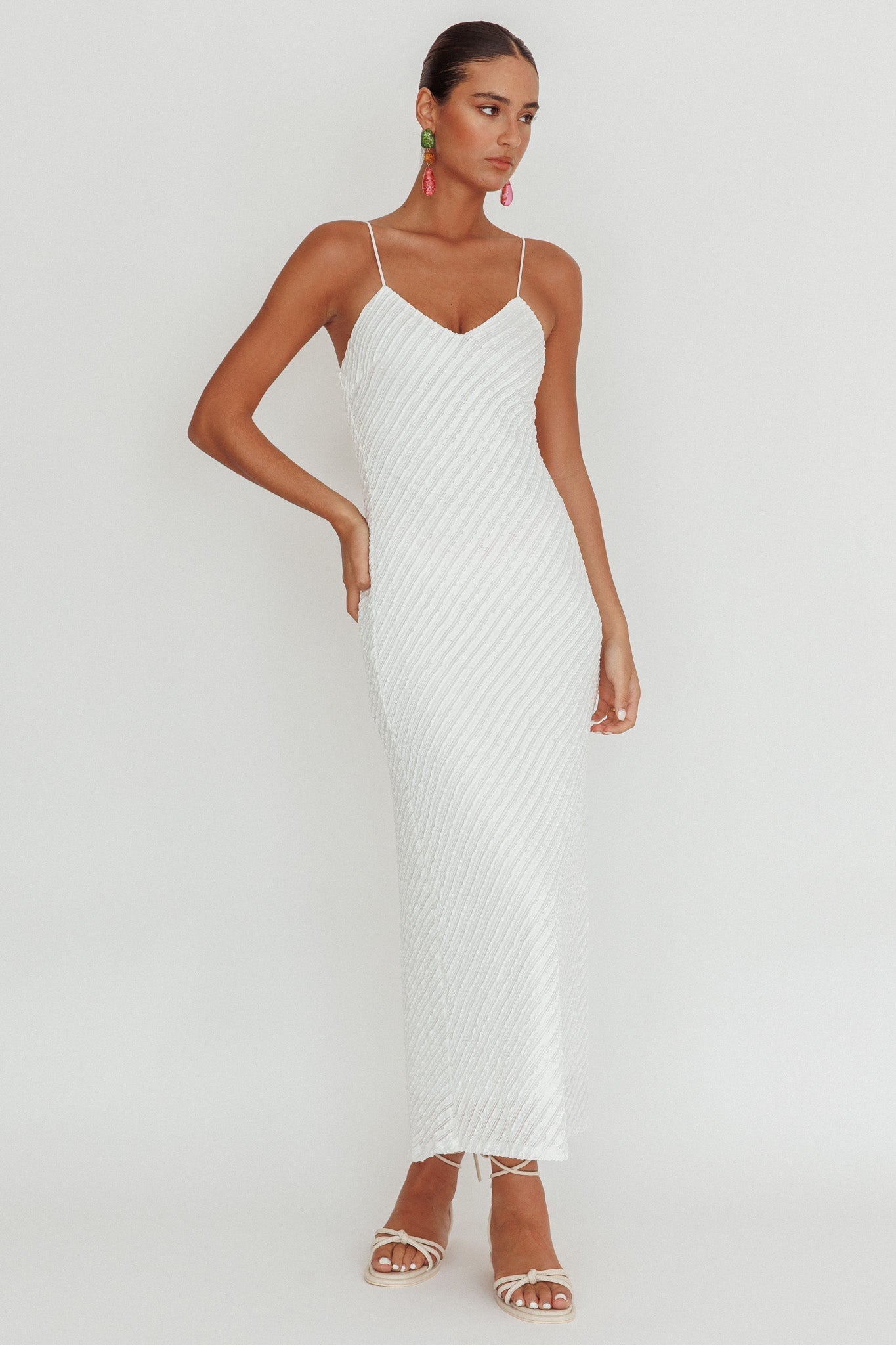 Stasi Textured Maxi Dress White