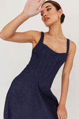 Talissa A-Line Maxi Denim Dress Indigo