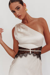 Tarly Lace Waist One-Shoulder Maxi Dress Champagne
