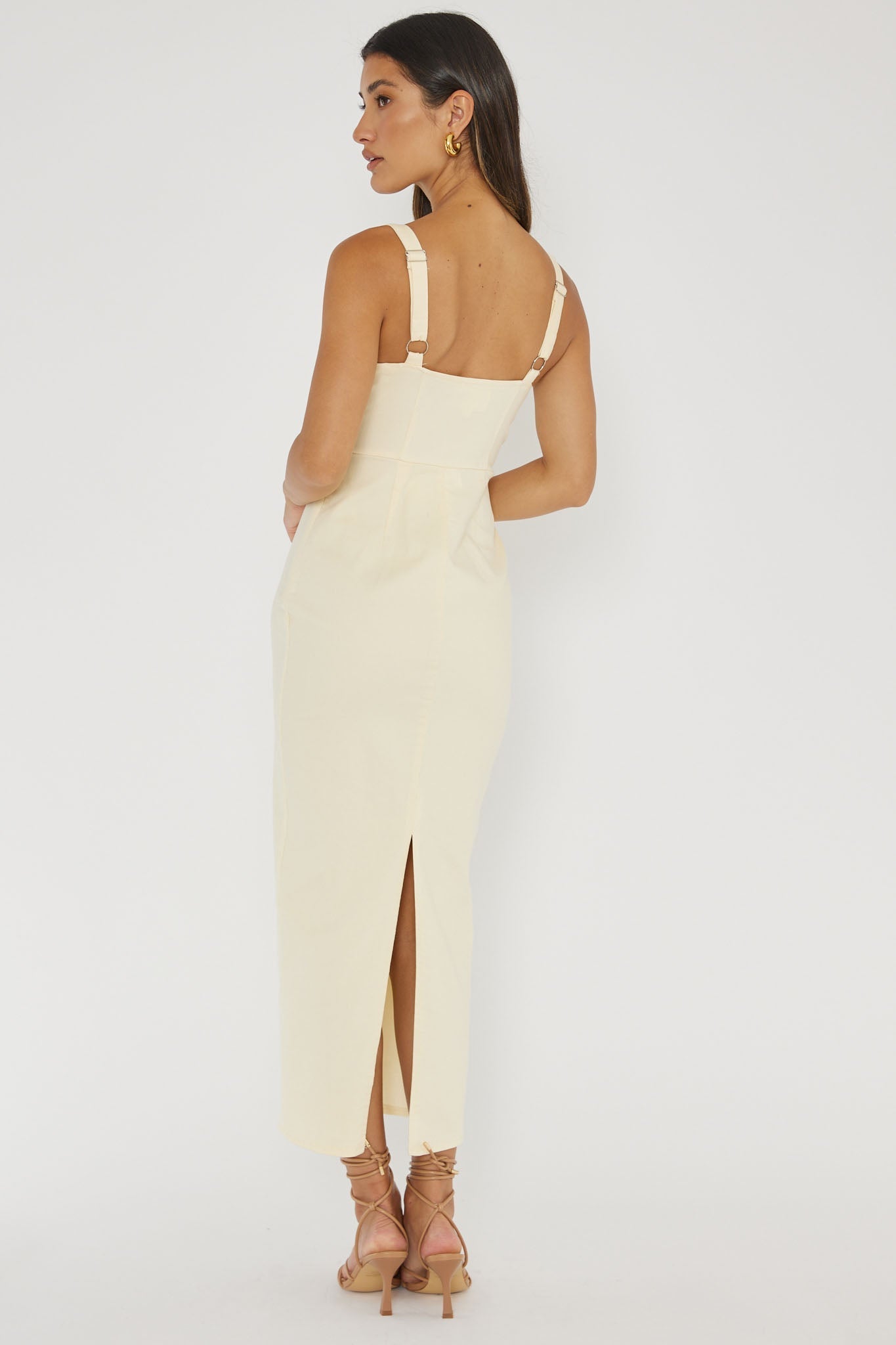 Sweet Pea Tied Bust Midi Dress Butter