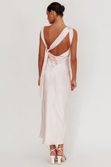 Take Care Backless Sash Maxi Dress Blush
