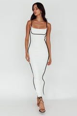 Sunny Coast Piping Trim Maxi Dress White/Black
