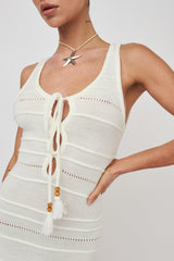 Sunlight Bust Tie Knit Maxi Dress White