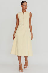 Passionate Flame Sleeveless A-line Midi Dress Beige