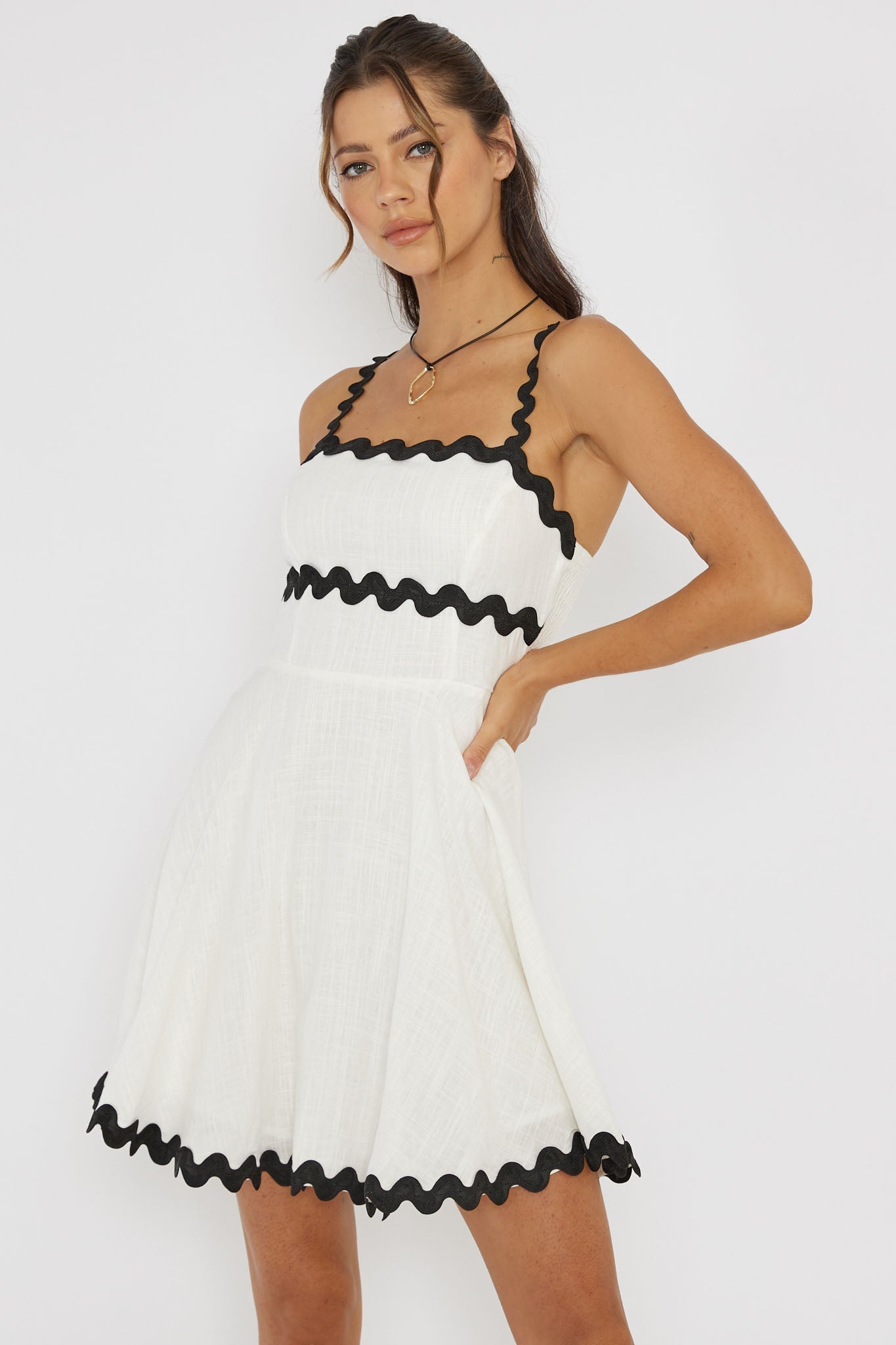 Won Me Over Ric Rac Trim Mini Dress White