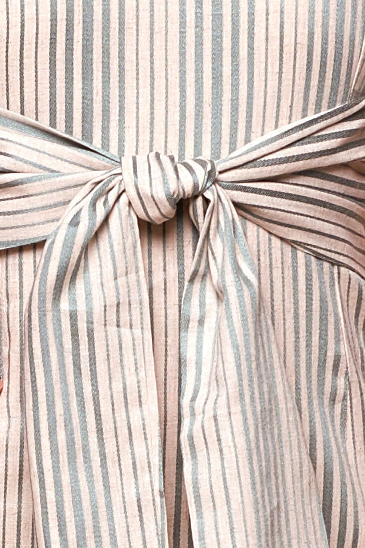 Silvia Fitted Striped Bow Tie Dress Green Olive